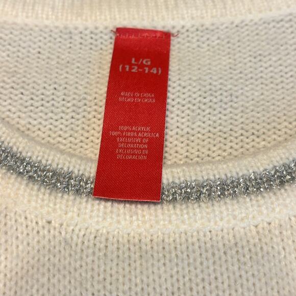 Holiday Dog Gift Box Sweater L 12-14 White Festive Scottie Dogs Rhinestones - Picture 5 of 6